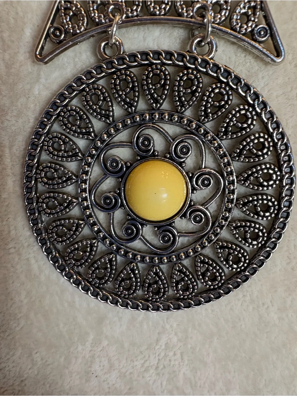 Paparazzi Filigree Statement Necklace Antique Silver Medallion Boho